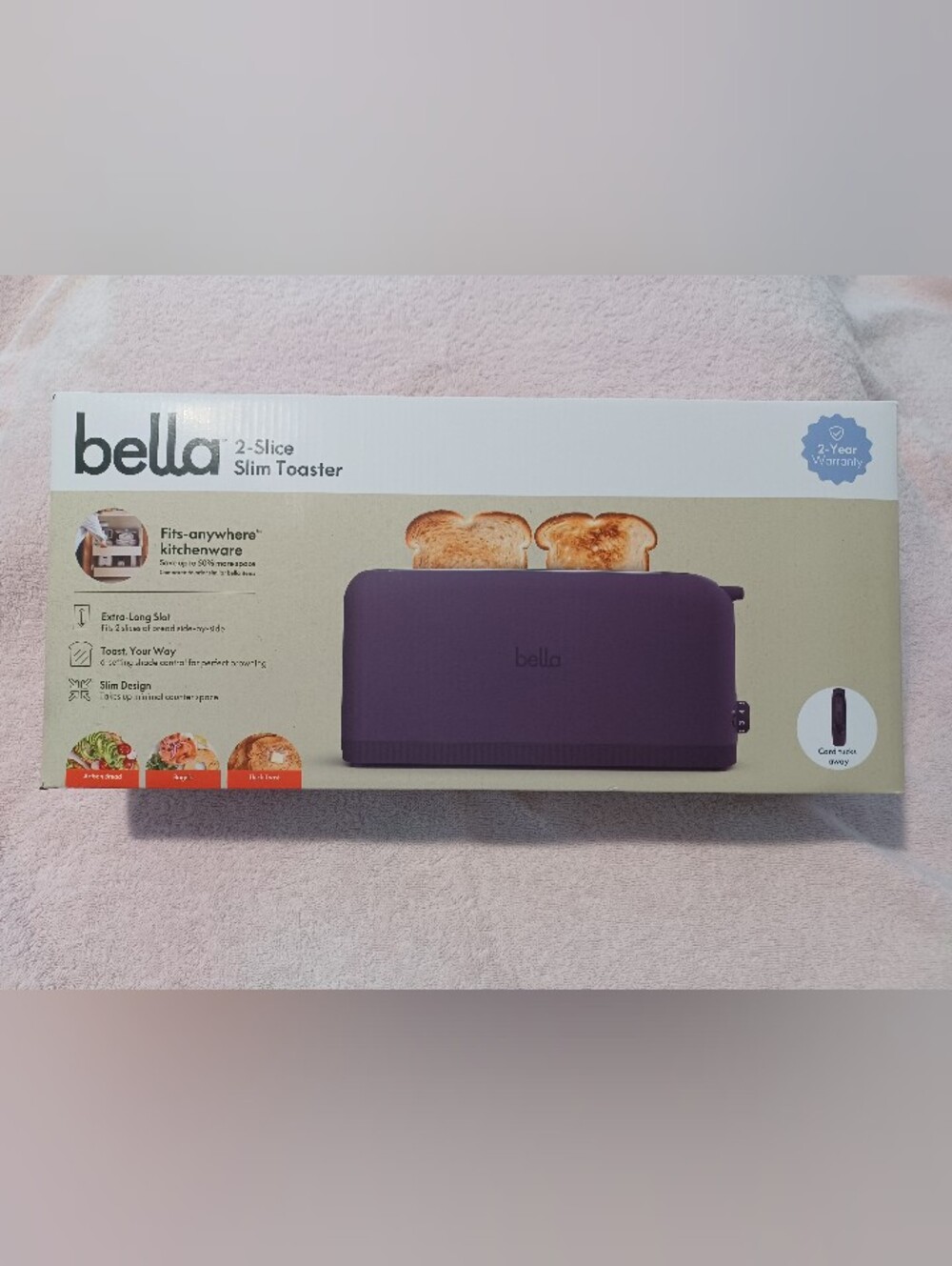 Bella 2-Slice Slim Toaster plum color